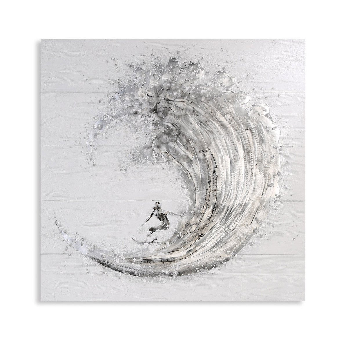 Foto "Surfer" wit/grijs/zilver 100x100