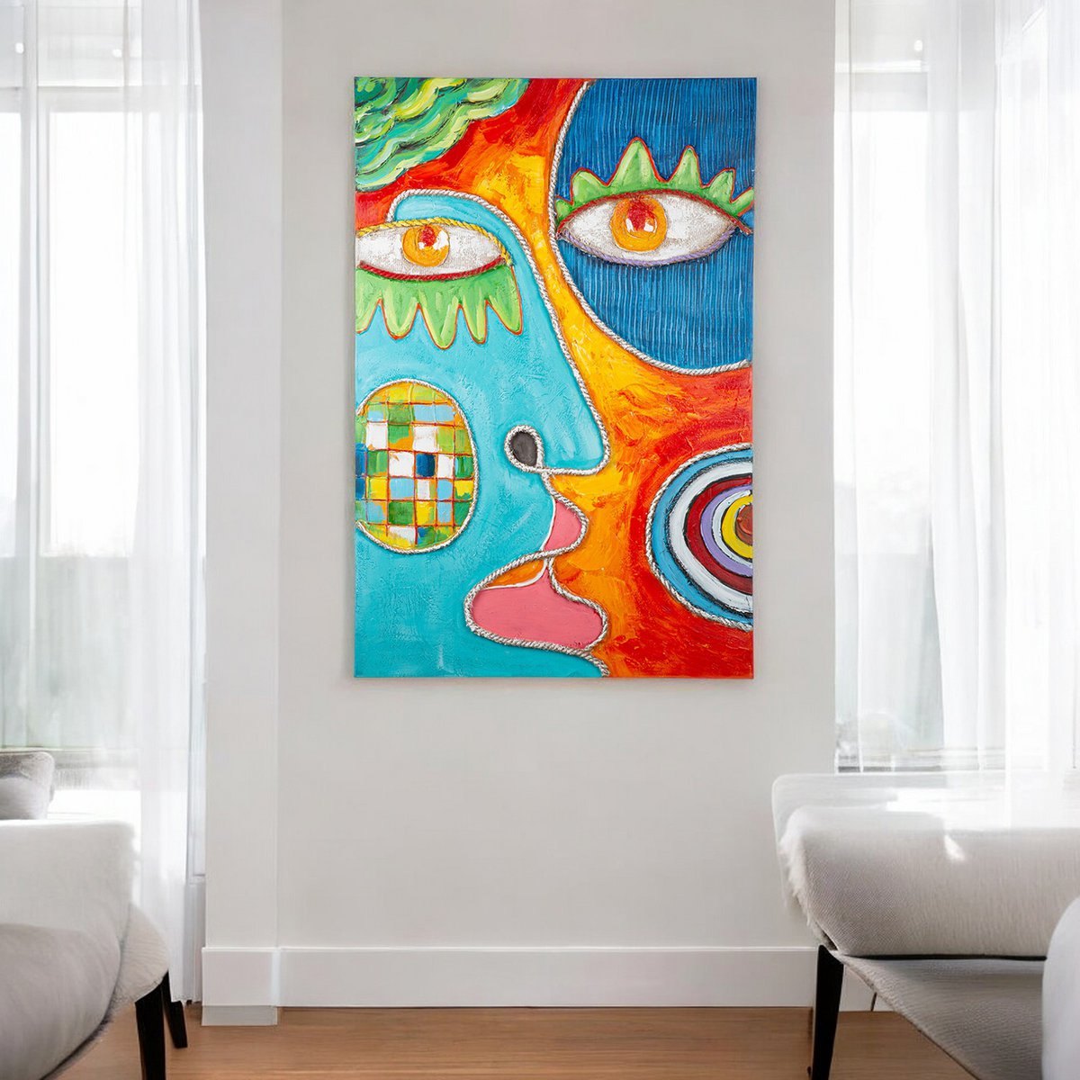 Afbeelding rechthoekig Visage, H.120 cm