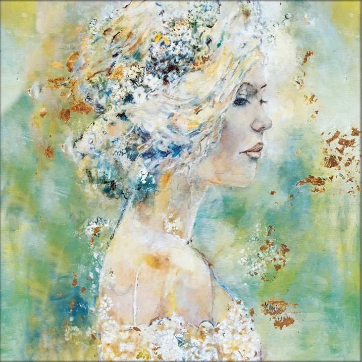 Geweven wandkleed 65/65 Dreamy Woman GOB004, uitgerekt op draagbalk