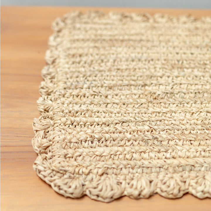 Placemat (set van 2, 4 of 6) 50x30 cm | Rechthoekige Boho Placemat KUARA Geweven van Raffia