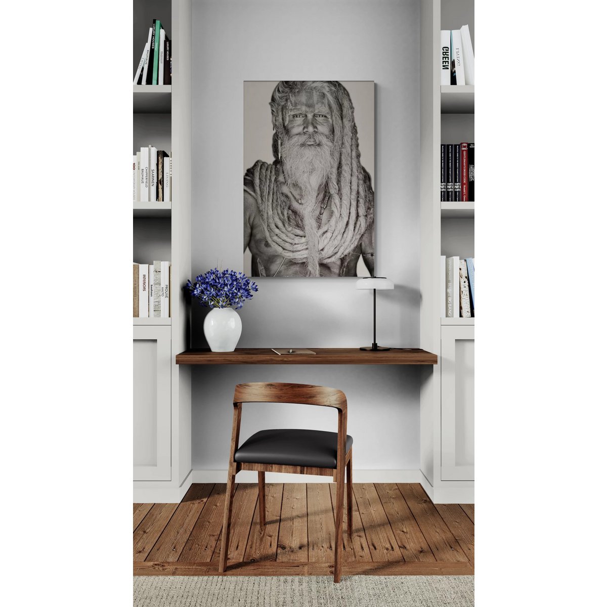 Gobelin geweven wandtapijt 75/125 Gangadas Baba Zwart/Wit WH2023 Gespannen