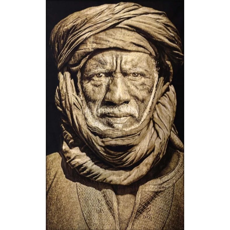 Gobelin geweven wandtapijt 120/180 Tuarag Man Sepia WH2172 Uitgerekt