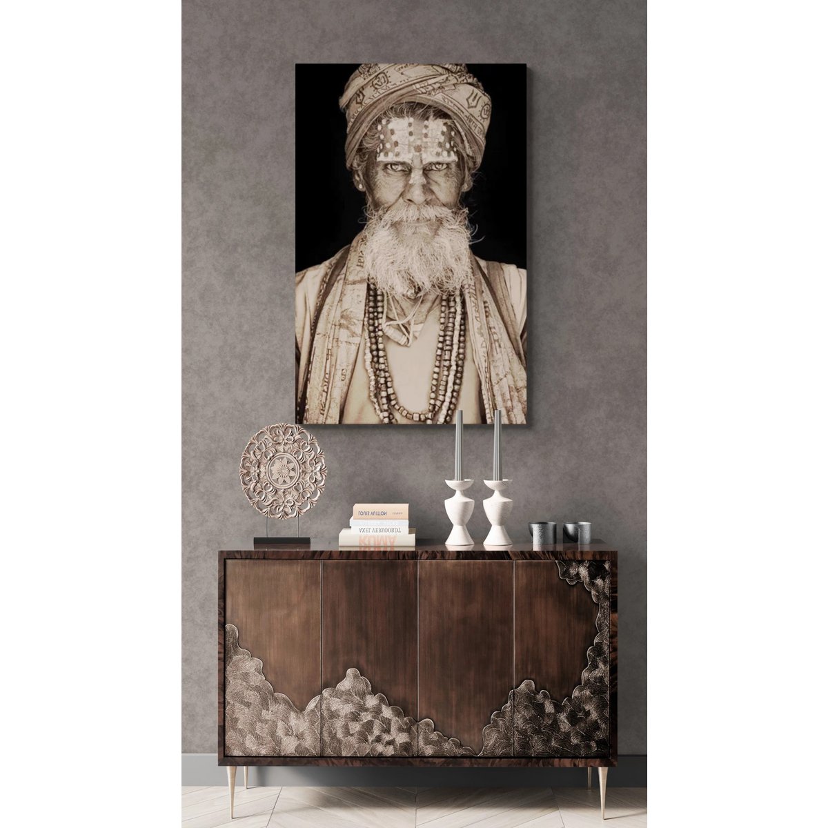 Gobelin geweven wandtapijt 75/125 Bandu Baba Zwart WH1797 Uitgerekt