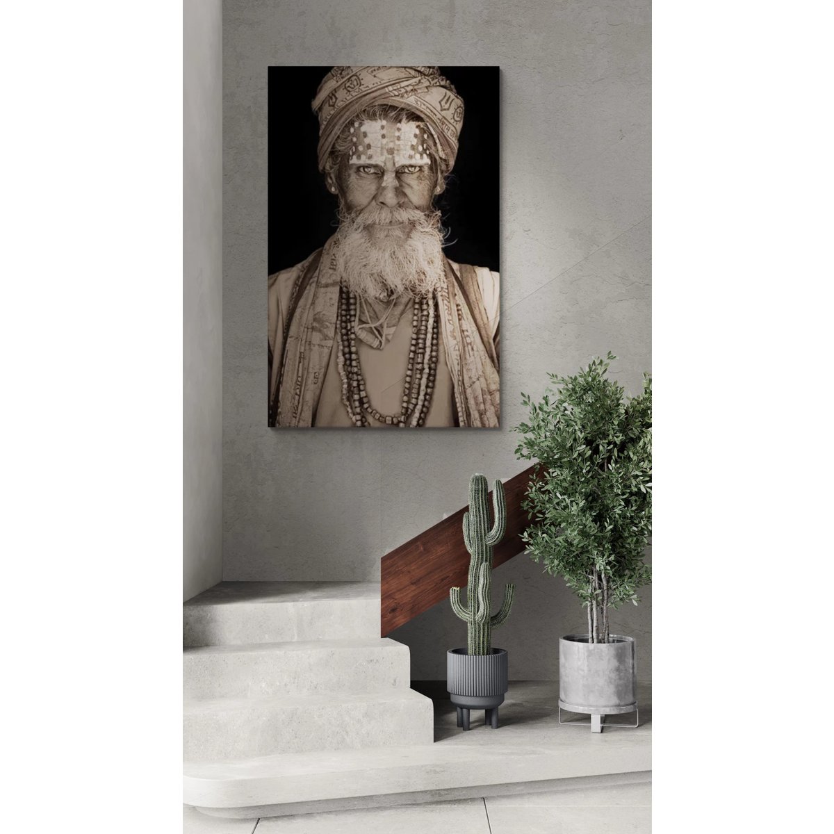 Gobelin geweven wandtapijt 120/180 Bandu Baba Zwart WH1796 opgespannen op een spieraam