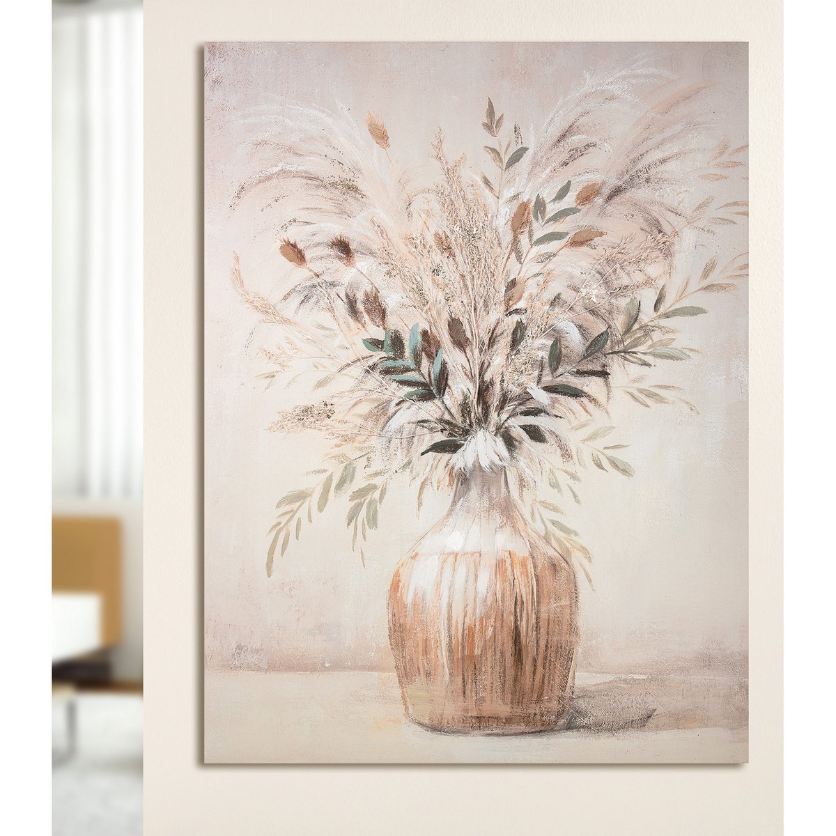 Hout/linnen schilderij "Boeket bloemen"