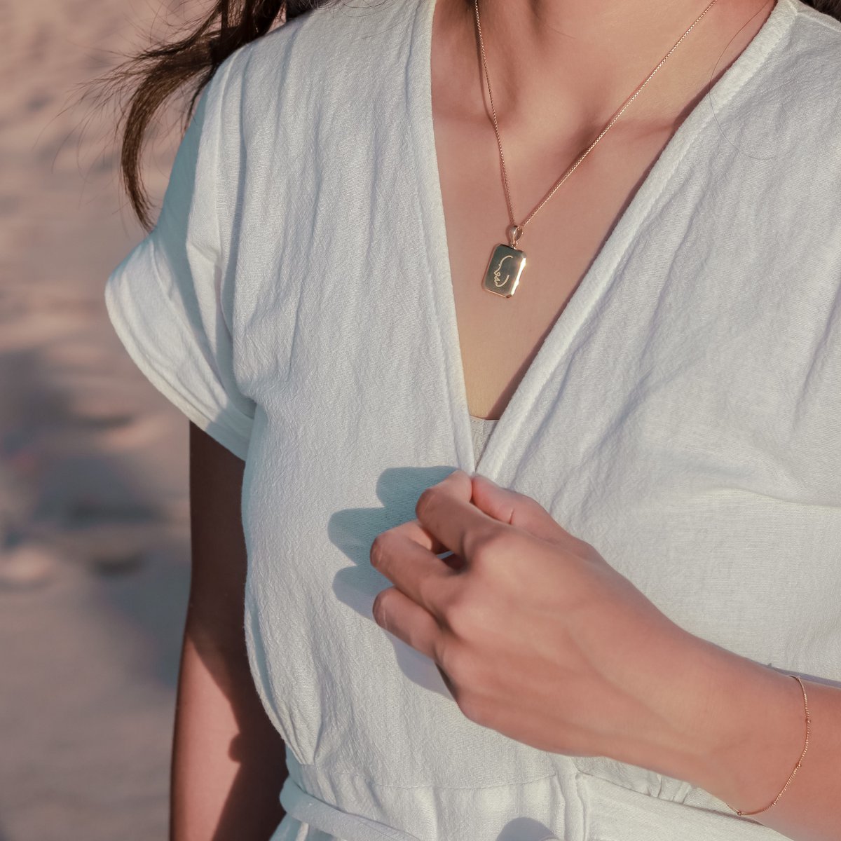 Sierlijke ketting 18k verguld - gouden 40 cm ketting gemaakt van 925 zilver goud vermeil - hanger met gegraveerd gezicht - LOVINA goud