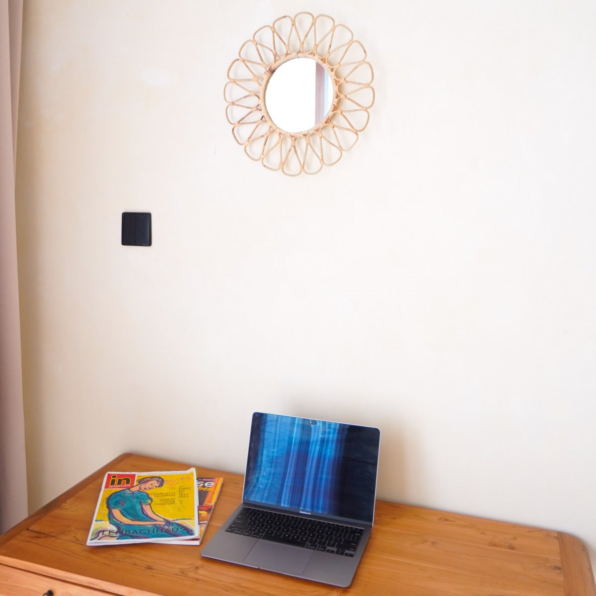 Kleine rotan spiegel 38 cm handgemaakte Boho wandspiegel DAAU wanddecoratie ronde spiegel decoratieve spiegel