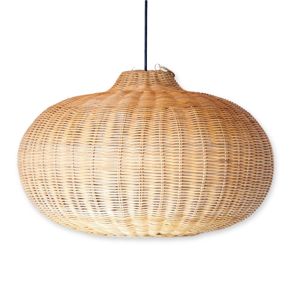 Grote rotan -lampenkap - ronde boho hanglamp - handgemaakte rotan hangende lamp - natuurlijke vezels geweven lampenkap (Ø 56 cm) anjani