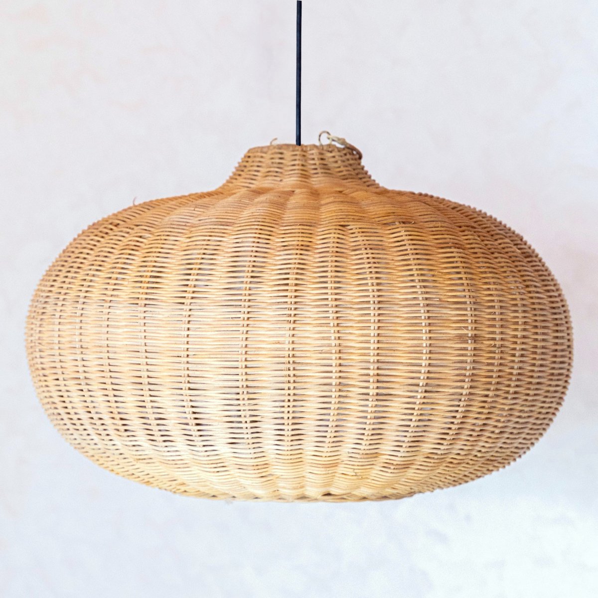 Grote rotan -lampenkap - ronde boho hanglamp - handgemaakte rotan hangende lamp - natuurlijke vezels geweven lampenkap (Ø 56 cm) anjani