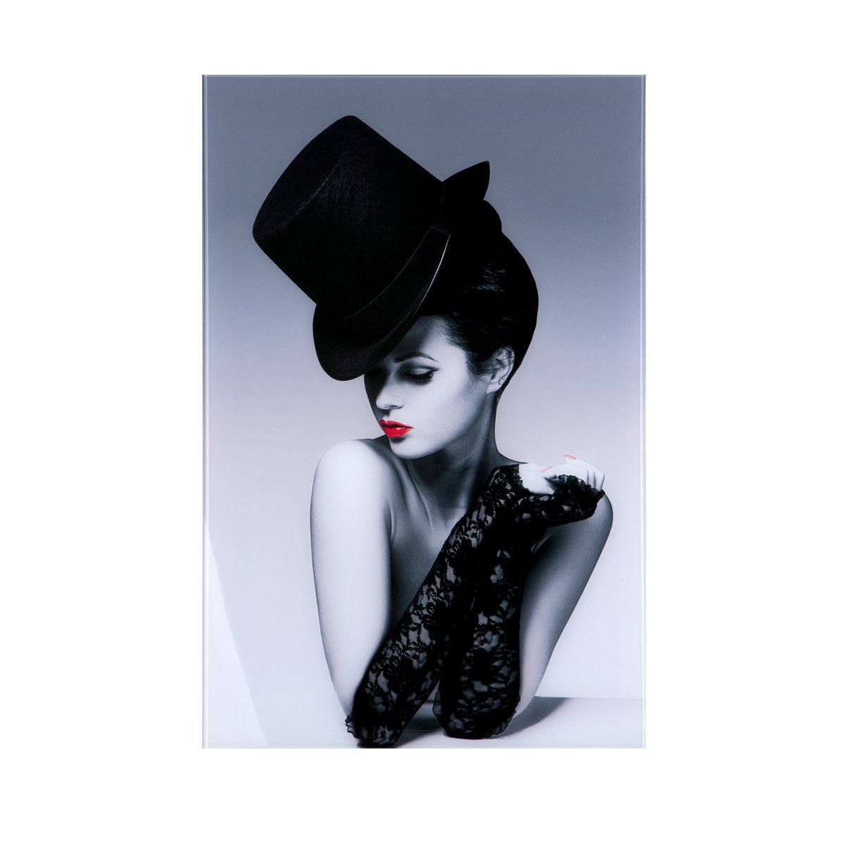 Acryl schilderij "Dame met hoge hoed"