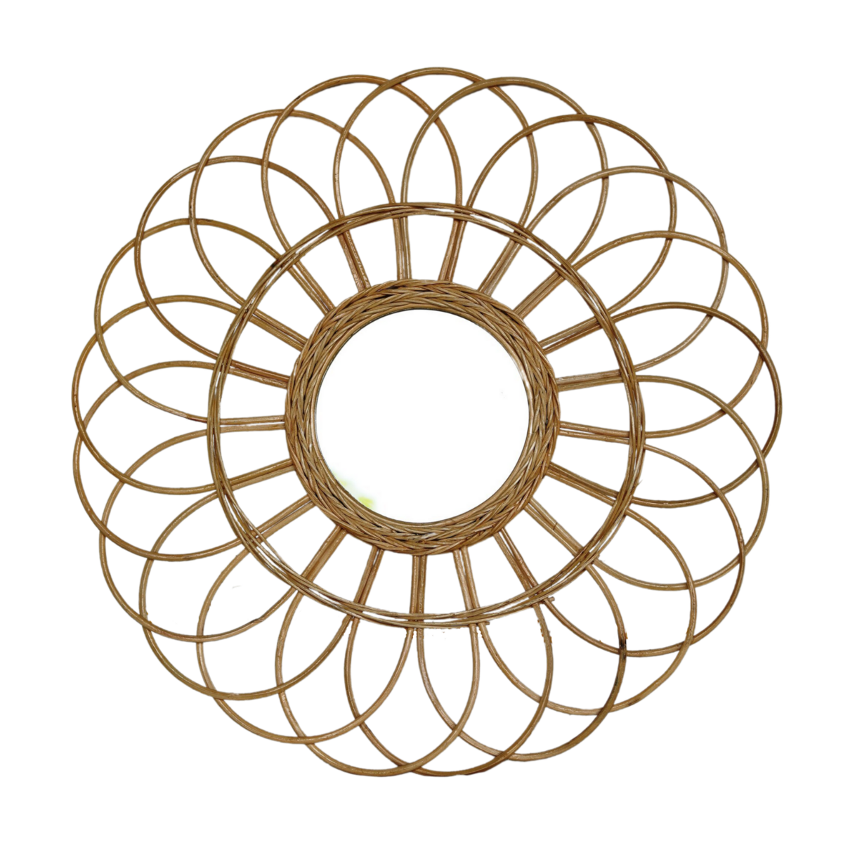 Rotan spiegel 58 cm | Handgemaakte Boho Wandspiegel MAGUWO