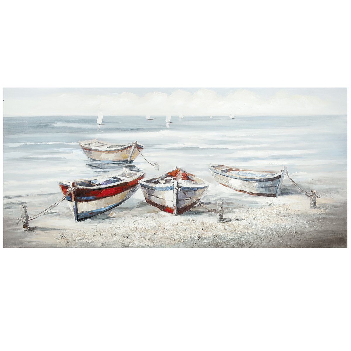Hout/linnen schilderij "Strandboten"