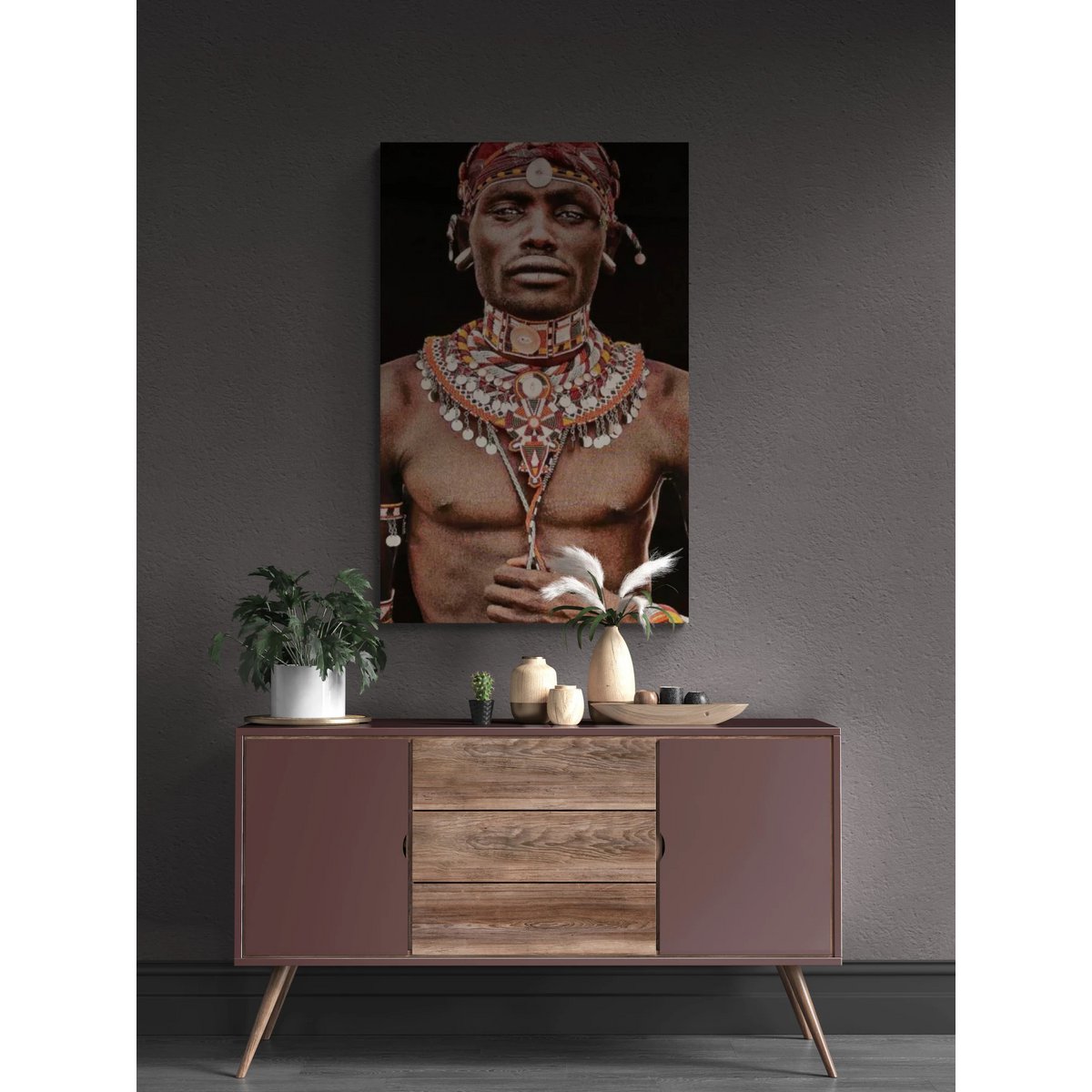 Gobelin geweven wandtapijt 80/120 Samburu Man Zwart WH1768 Uitgerekt