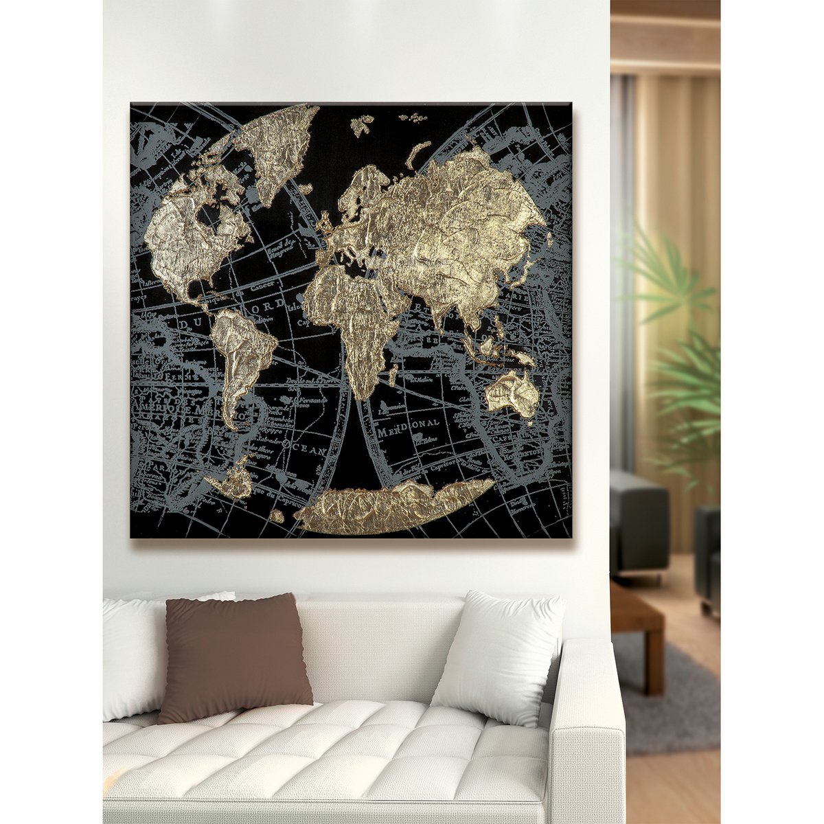 Hout/linnen schilderij "Golden Earth"