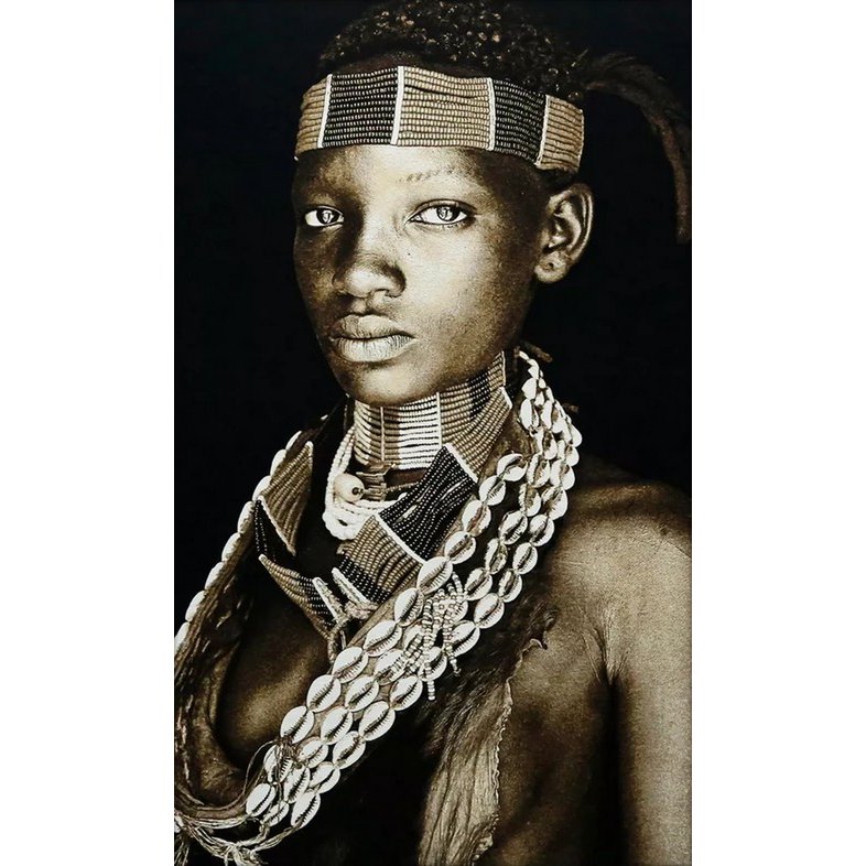 Gobelin geweven wandtapijt 75/125 Hamar Lady Ethiopië WH1860 Uitgerekt