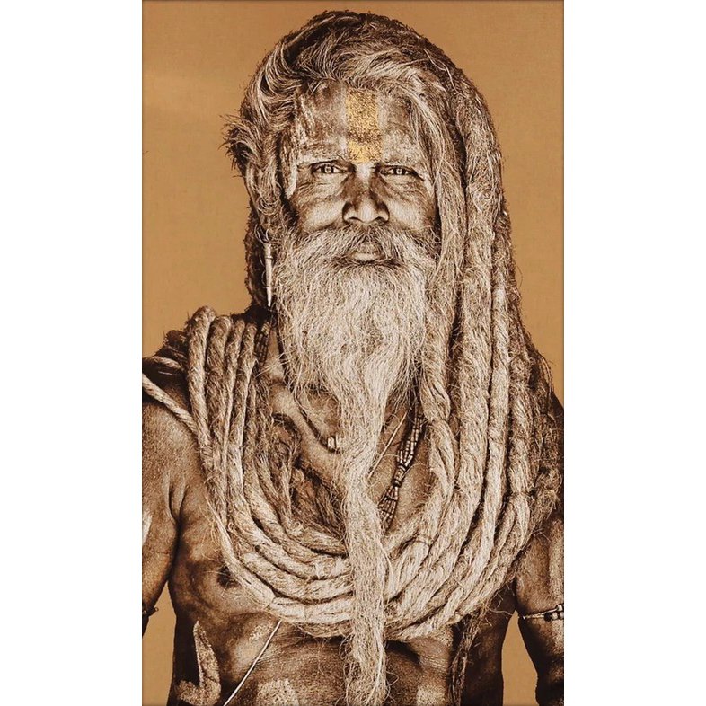 Gobelin geweven wandtapijt 75/125 Gangadas Baba Zand WH1829 Uitgerekt