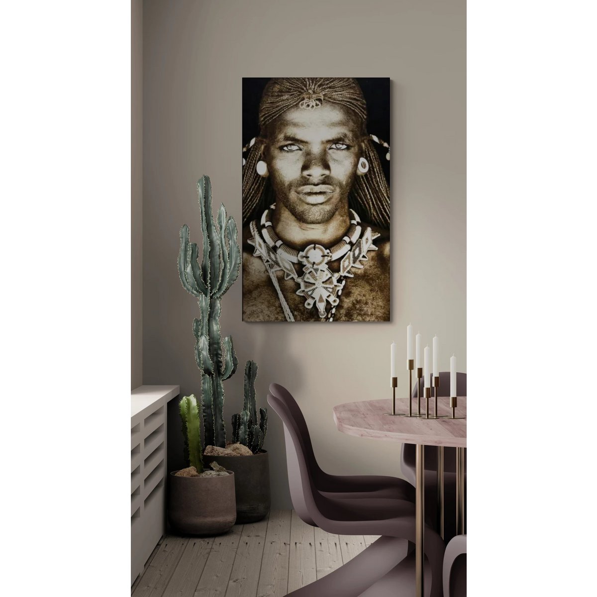 Gobelin geweven wandtapijt 75/125 Samburu Warrior Kenia WH1709 Uitgerekt