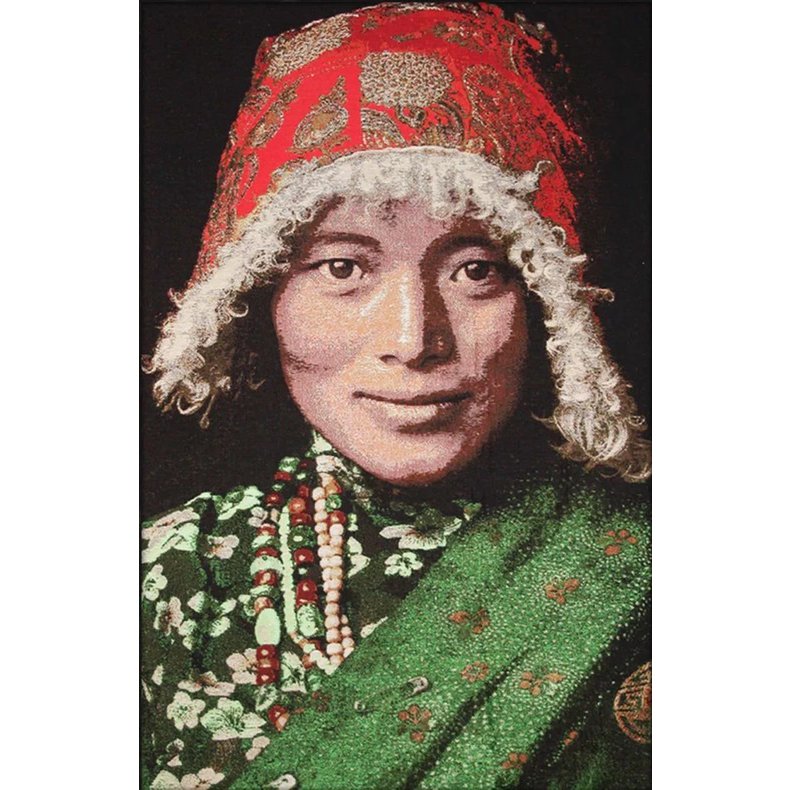 Gobelin geweven wandtapijt 80/120 Tibetaanse vrouw WH1912 uitgerekt