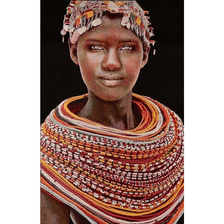 Gobelin geweven wandtapijt 80/120 Samburu Girl Zwart WH1765 Uitgerekt
