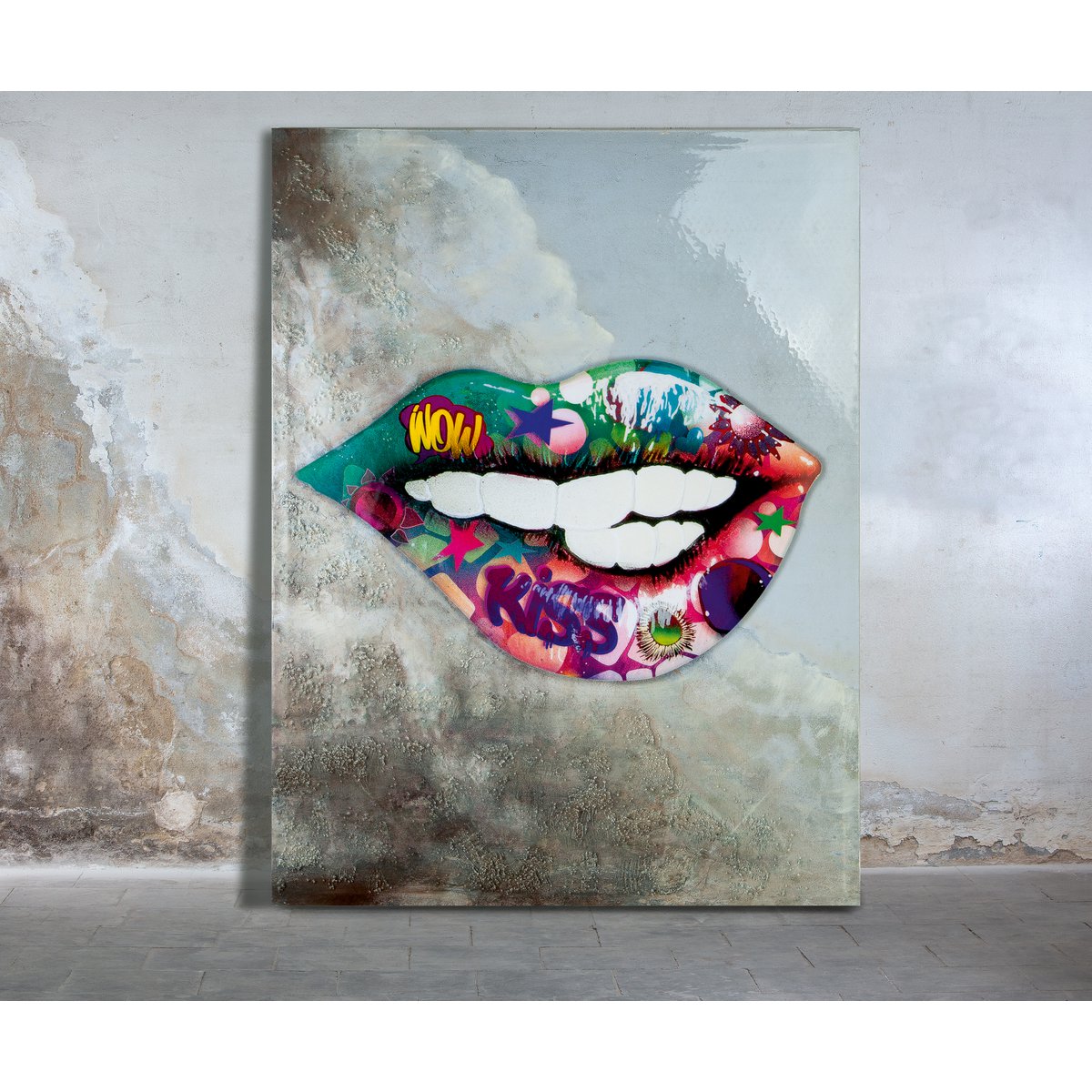 Afbeelding schilderij Street Art "Kiss"