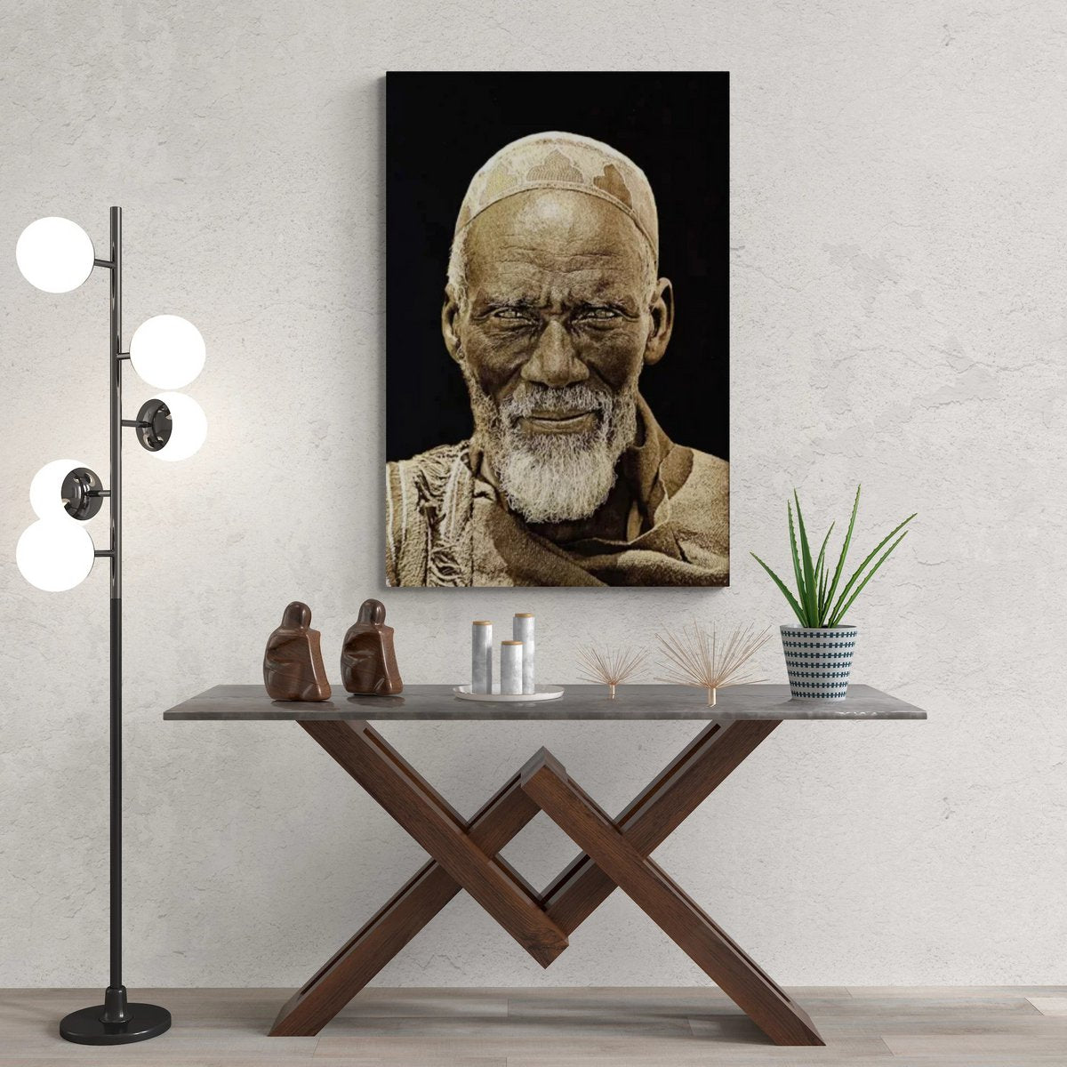 Gobelin geweven wandtapijt 75/125 Ethiopische Nomad Zwart WH2184 Uitgerekt