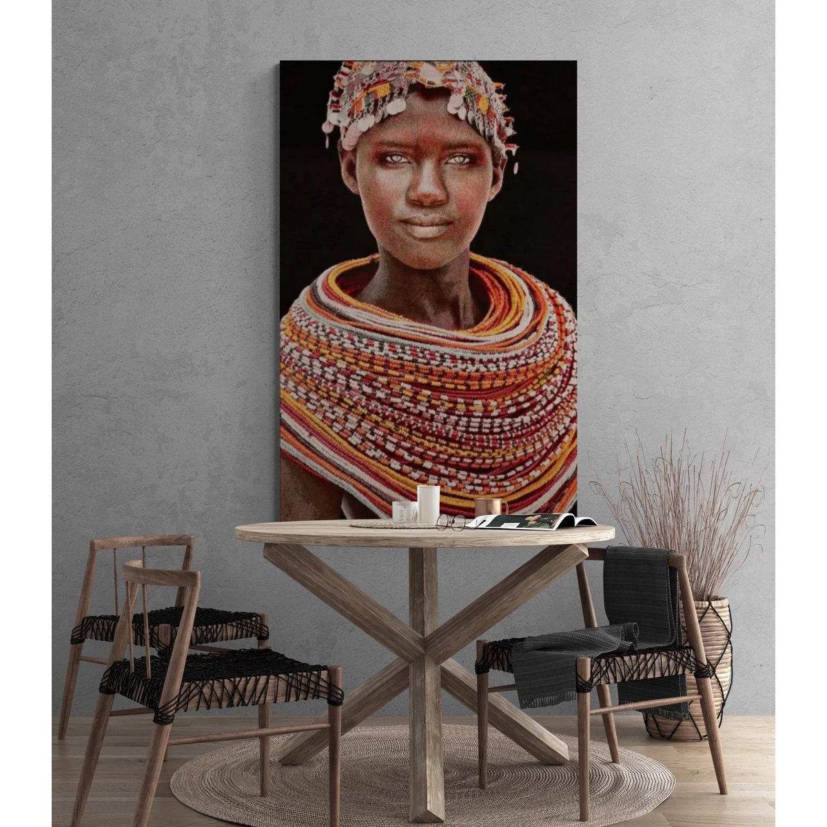Gobelin geweven wandtapijt 120/180 Samburu Girl Zwart WH1764 Uitgerekt