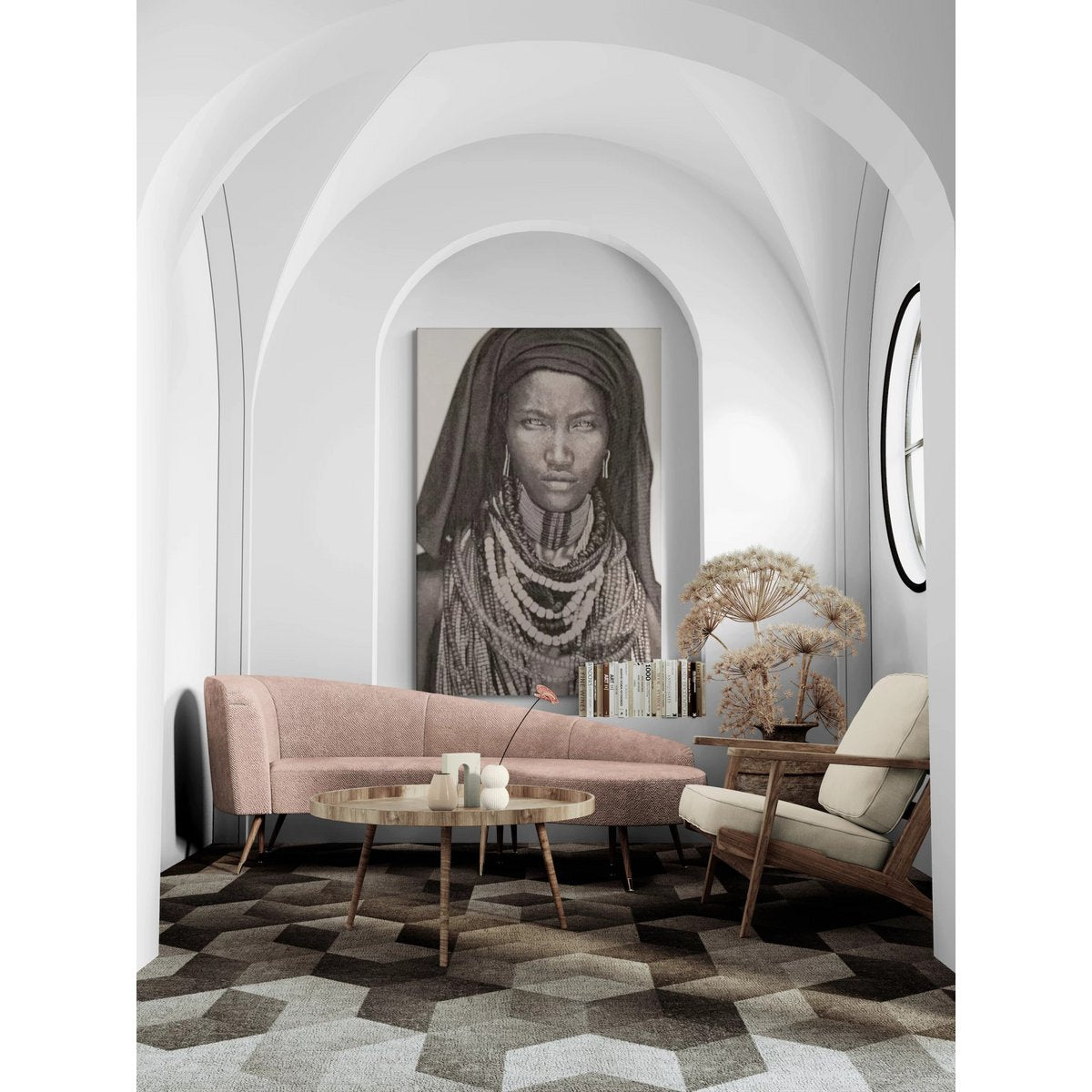 Gobelin geweven wandtapijt 120/180 Baro Tura Zwart/Wit WH2020 opgespannen op spieraam