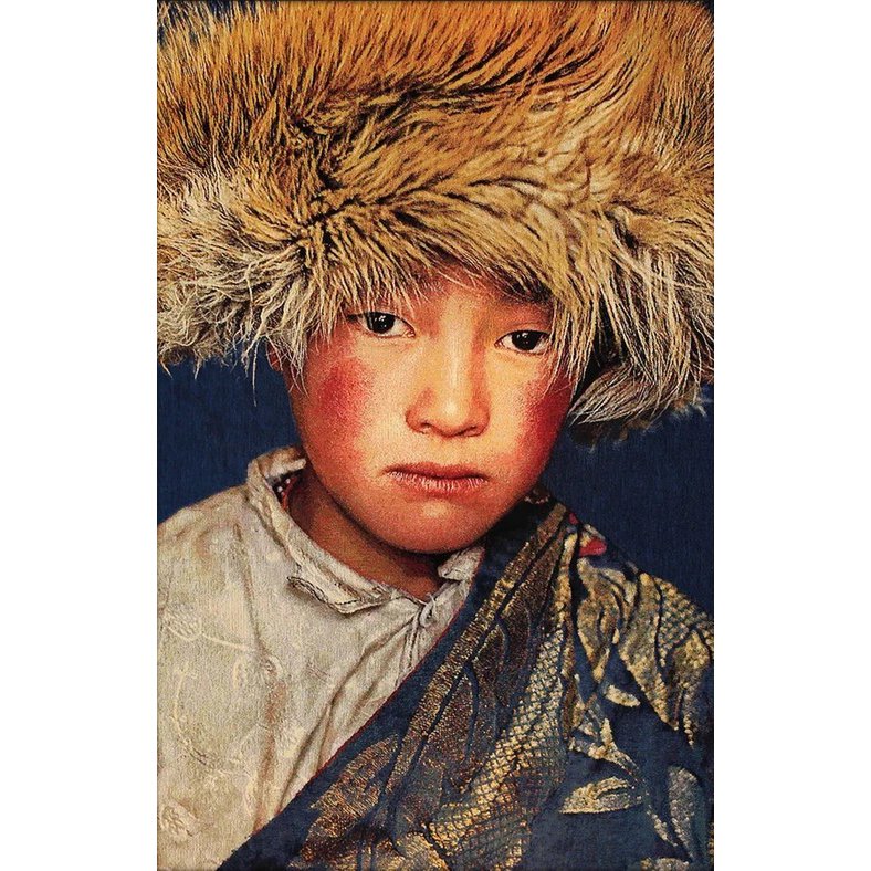 Gobelin geweven wandtapijt 100/150 Tibetaanse jongen WH2106 Uitgerekt