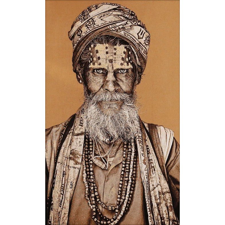 Gobelin geweven wandtapijt 120/180 Bandu Baba Sand WH1830 opgespannen op een spieraam