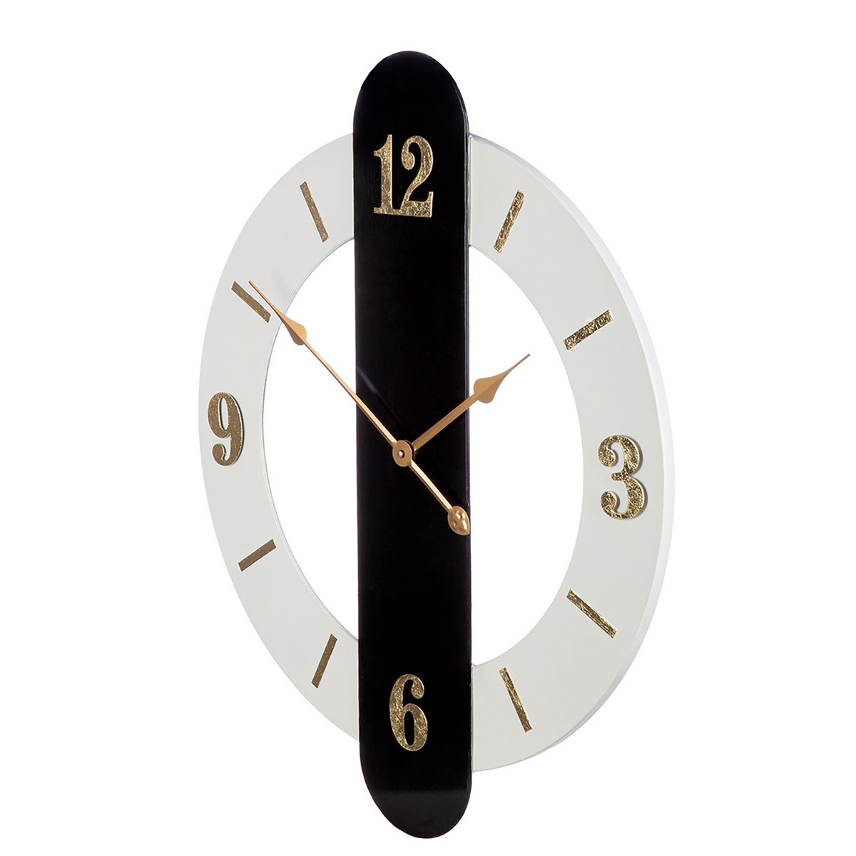 Wandklok Rond, zwart, wit H.70 cm