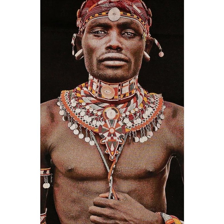 Gobelin geweven wandtapijt 80/120 Samburu Man Zwart WH1768 Uitgerekt