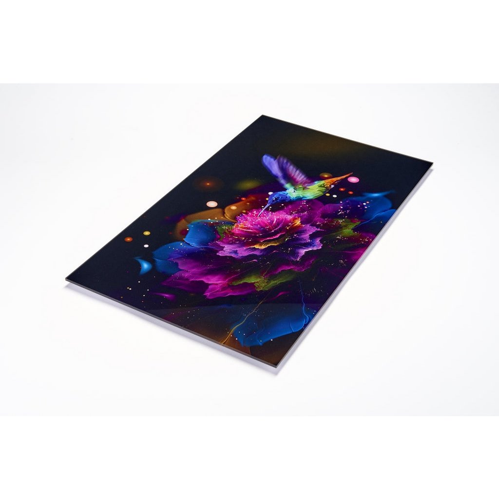 Afbeelding op acrylglas - Hibiscus kolibrie