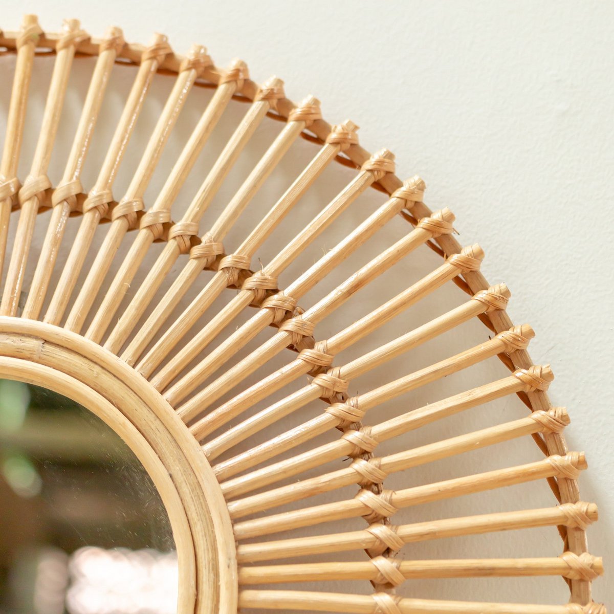 Ronde Rotan Spiegel 58 cm | Handgemaakte Boho Wandspiegel BUMI