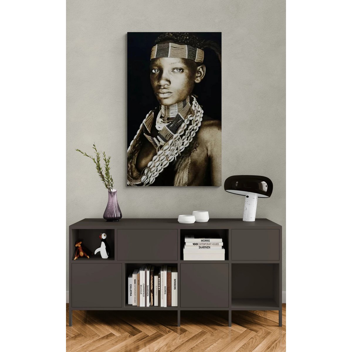 Gobelin geweven wandtapijt 75/125 Hamar Lady Ethiopië WH1860 Uitgerekt