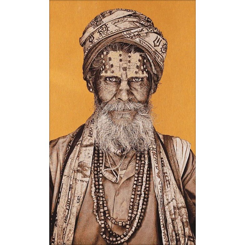 Gobelin geweven wandtapijt 75/125 Bandu Baba Oker WH1827 Uitgerekt