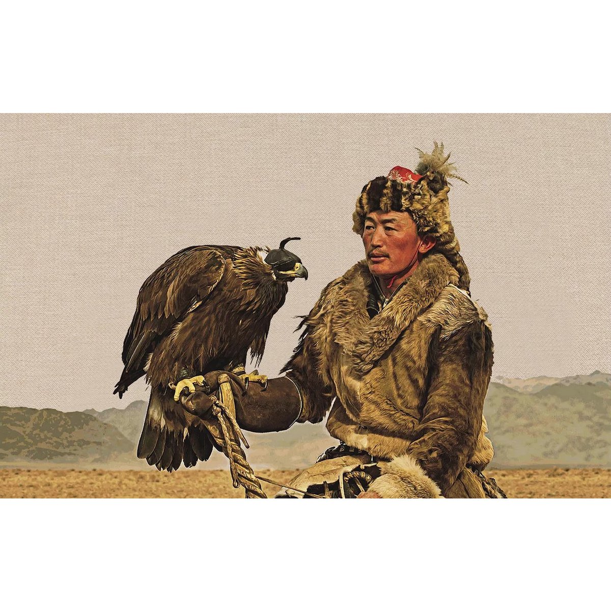 Gobelin geweven wandtapijt 120/180 Eagle Hunter WH1888 opgespannen op een spieraam