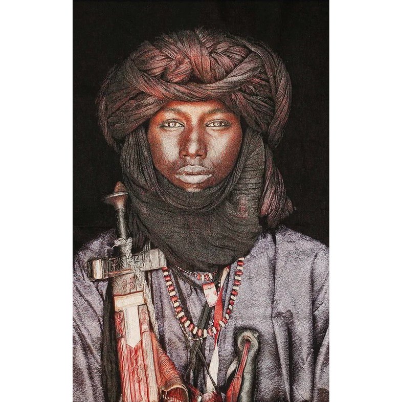 Gobelin geweven wandtapijt 80/120 Dawo Fulani stam WH1958 Uitgerekt