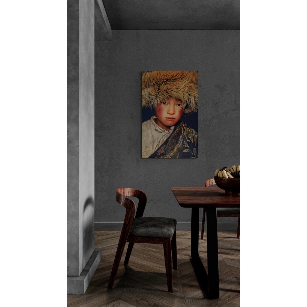 Gobelin geweven wandtapijt 80/120 Tibetaanse Jongen WH2105 Uitgerekt