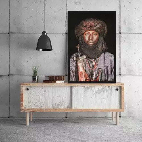 Gobelin geweven wandtapijt 80/120 Dawo Fulani stam WH1958 Uitgerekt