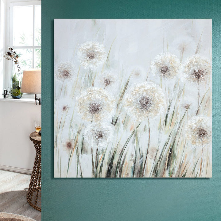 Hout/linnen schilderij "Paardebloemweide"