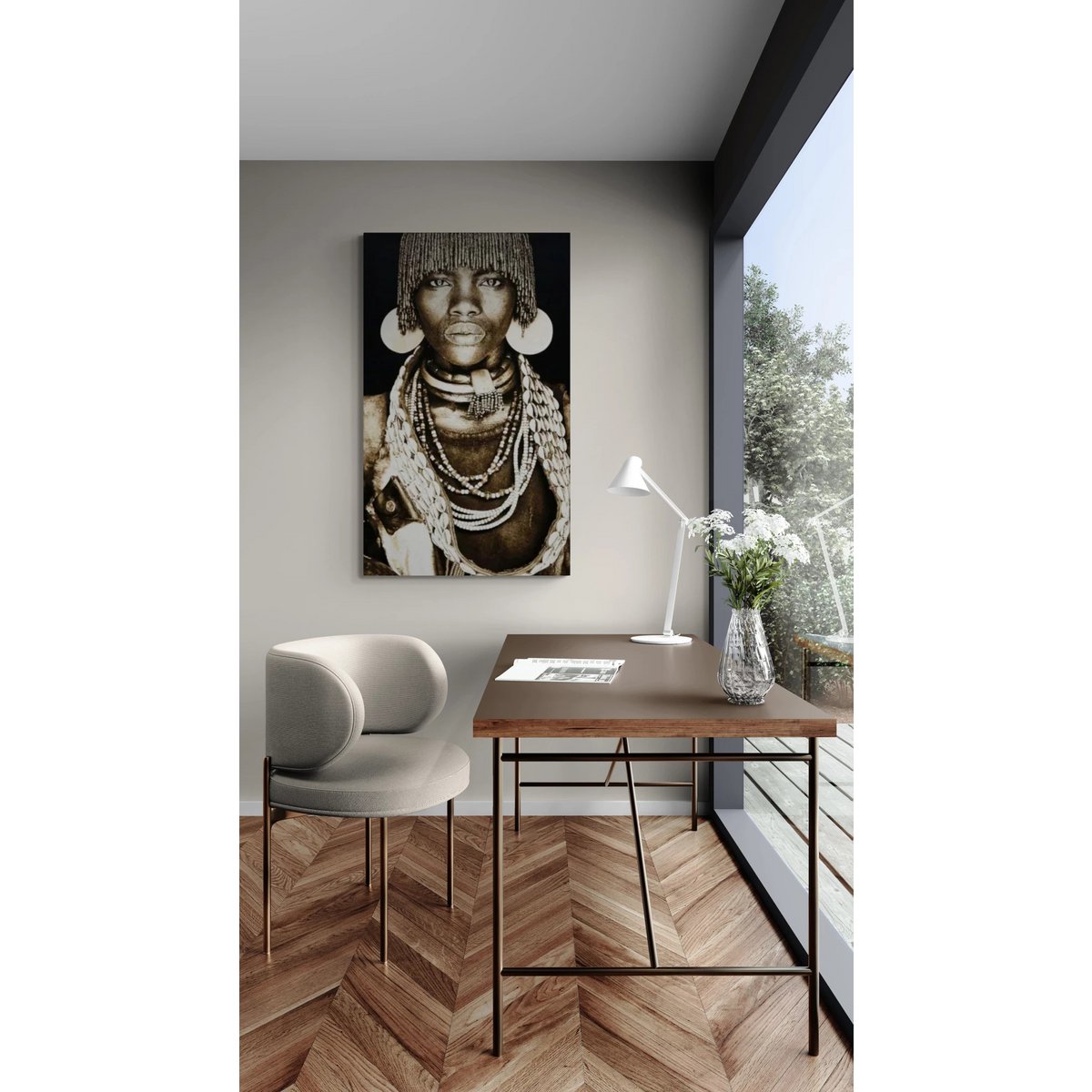 Gobelin geweven wandtapijt 75/125 Hamar Vrouw Ethiopië WH1707 Uitgerekt