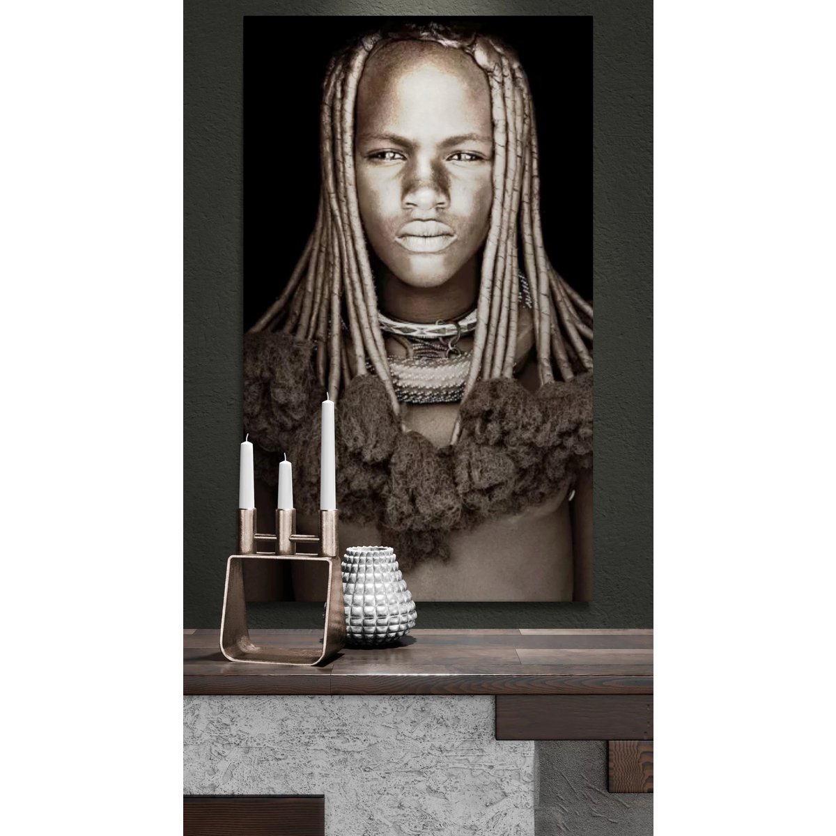 Gobelin geweven wandtapijt 75/125 Himba Girl Namibië WH1871 Uitgerekt