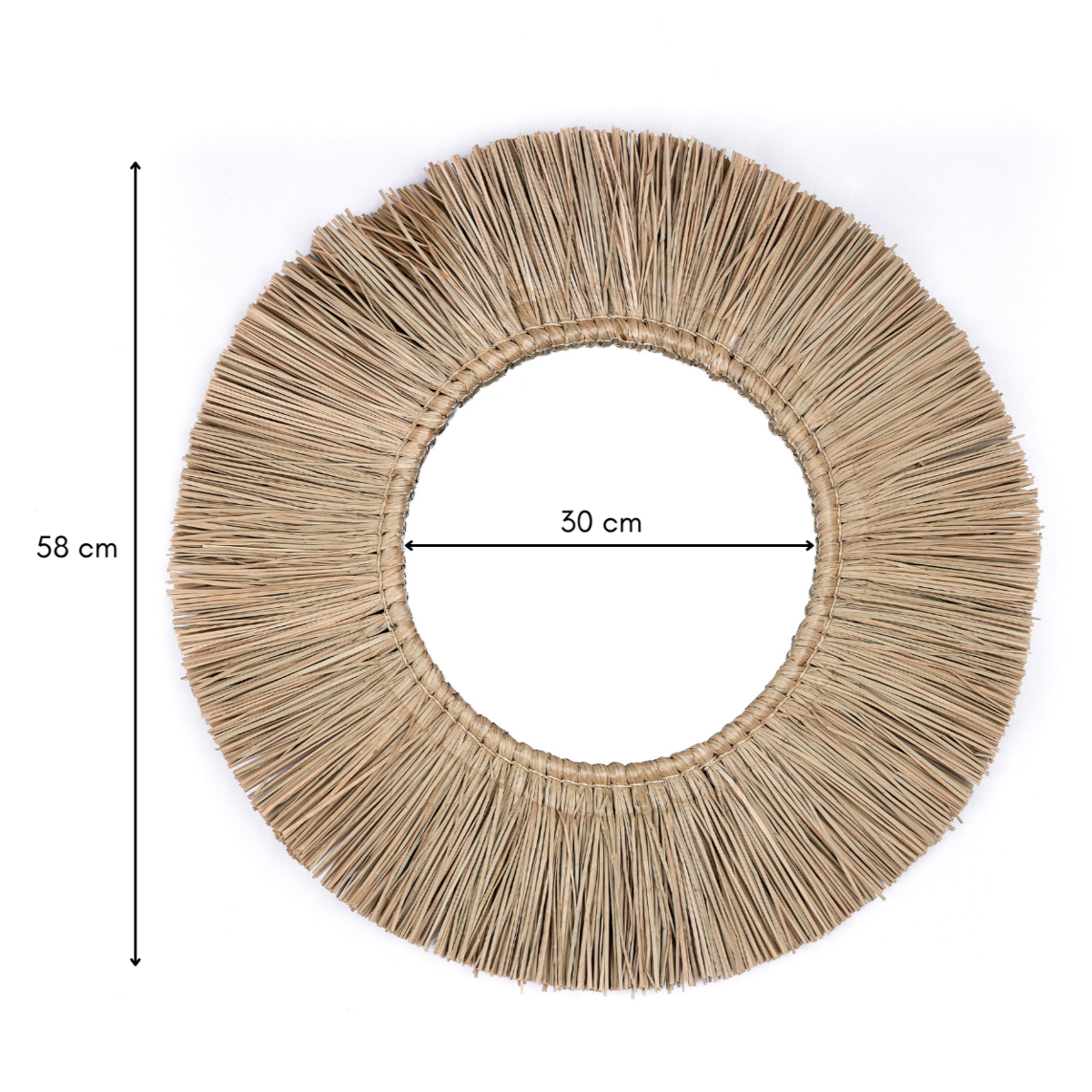 Wandspiegel van Zeegras Rond met 60 cm Diameter RIMBA