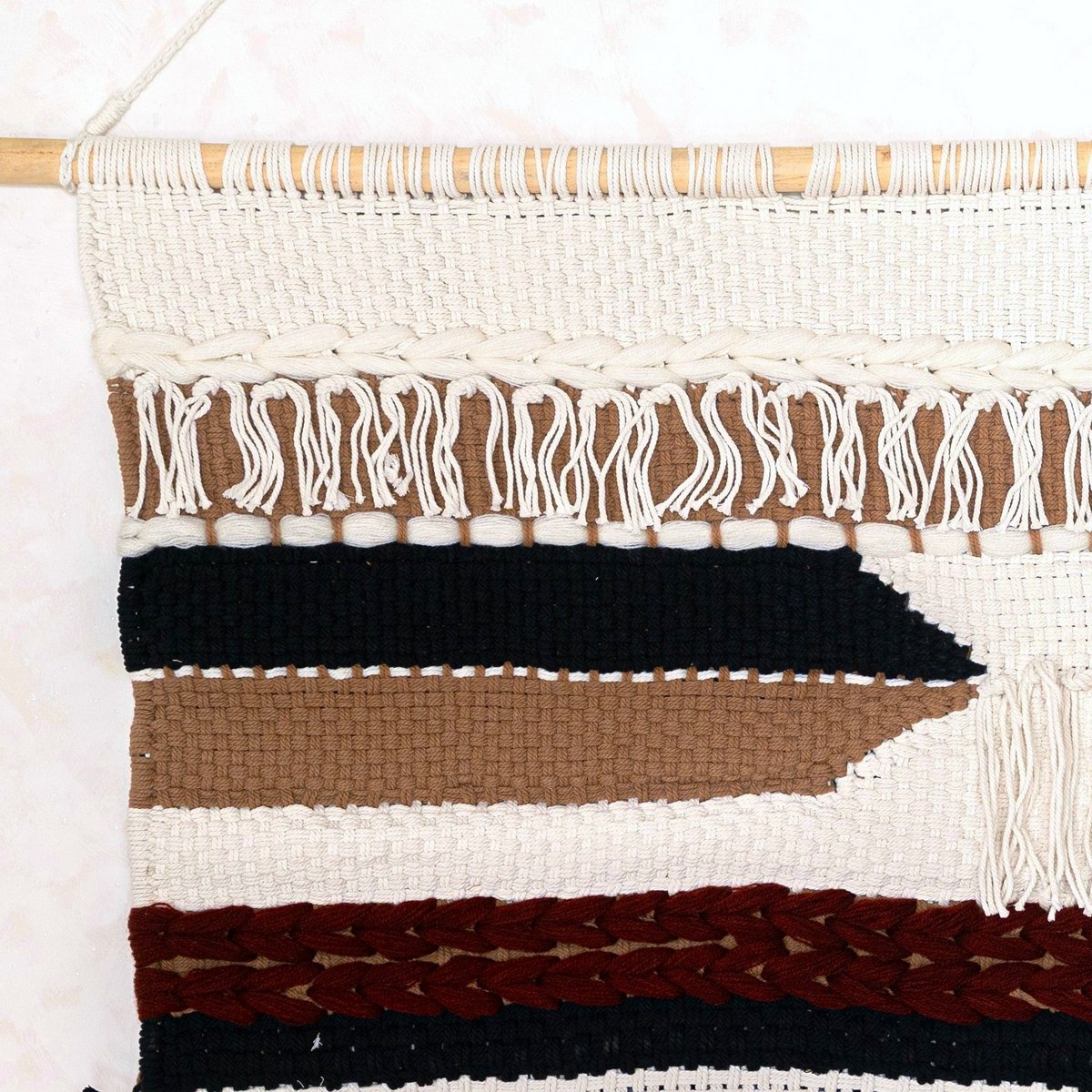 Grote macrame muurhangen - geweven boho wanddecor - moderne katoenen muur hangend natuurlijk materiaal - handgeweven wanddecor 120x95 cm udara