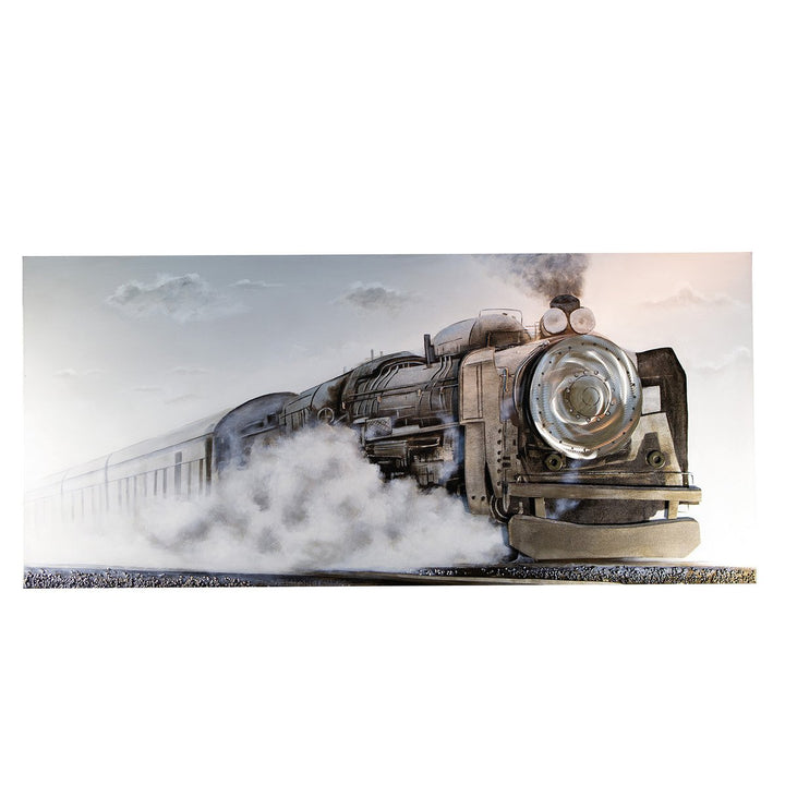 Aluminium/linnen 3D foto "Trein" 180x80cm