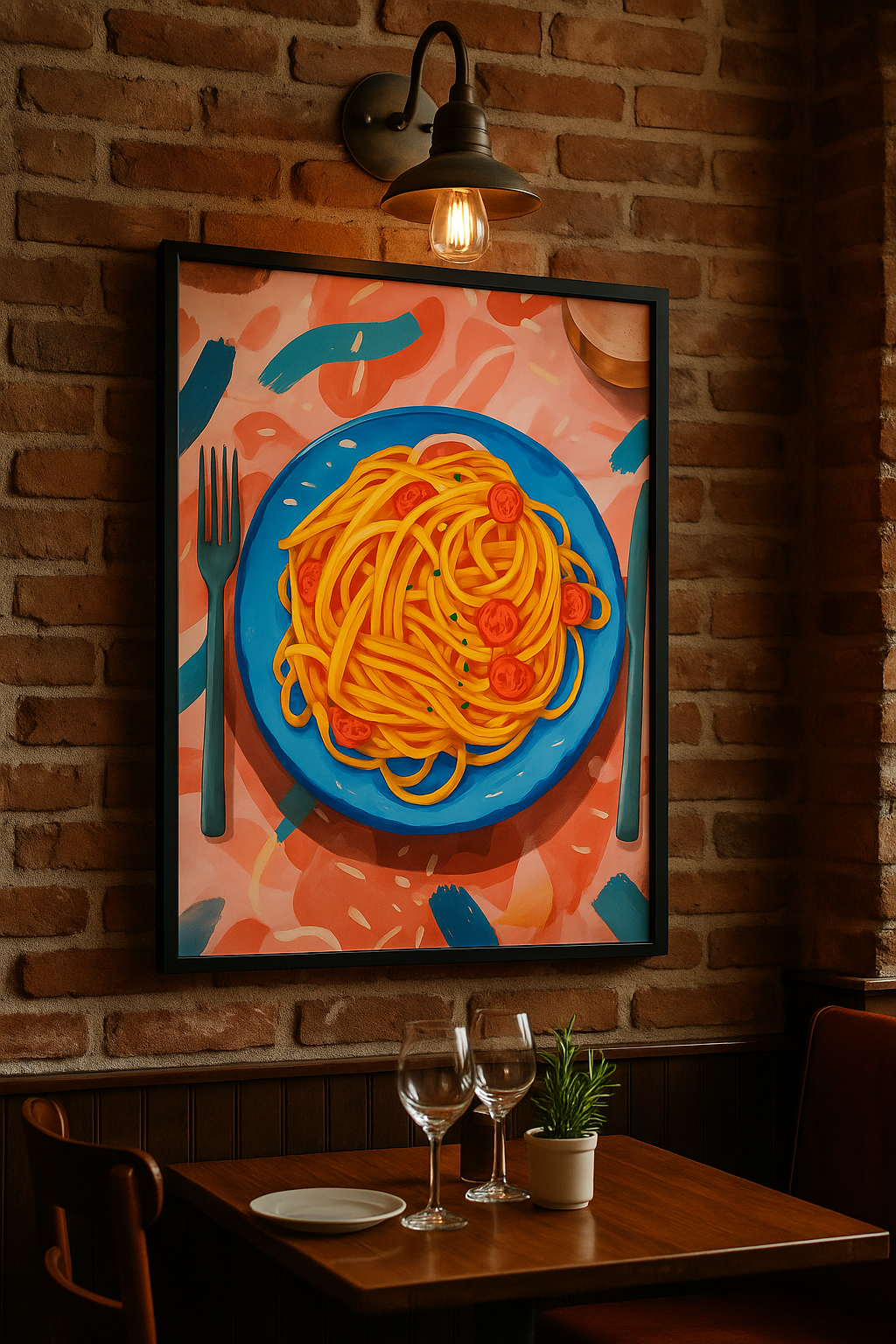 Kleurrijk Pastabord – Illustratief Eetmoment