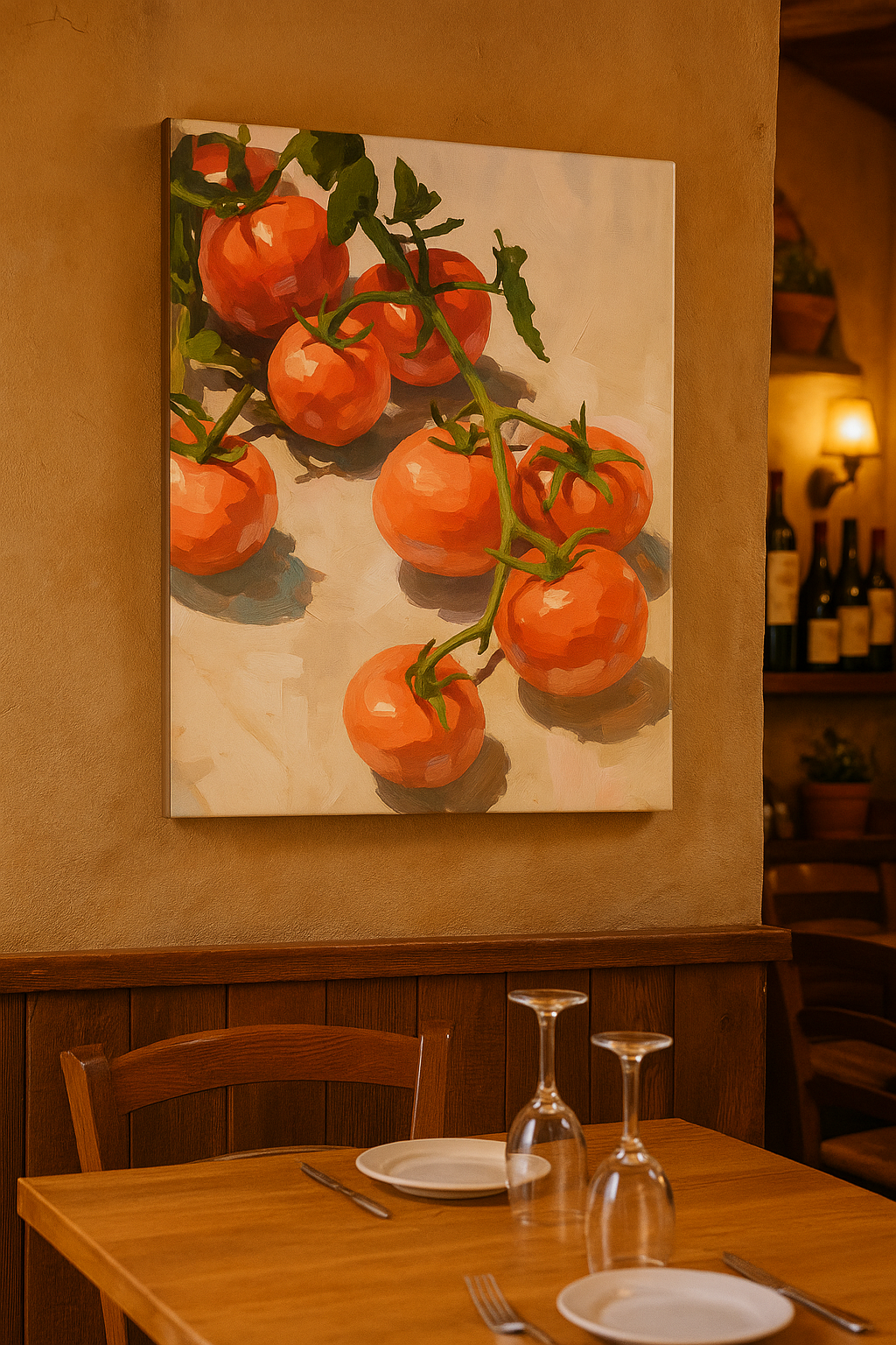Tomaten in Zacht Licht – Olieverfachtige Illustratie