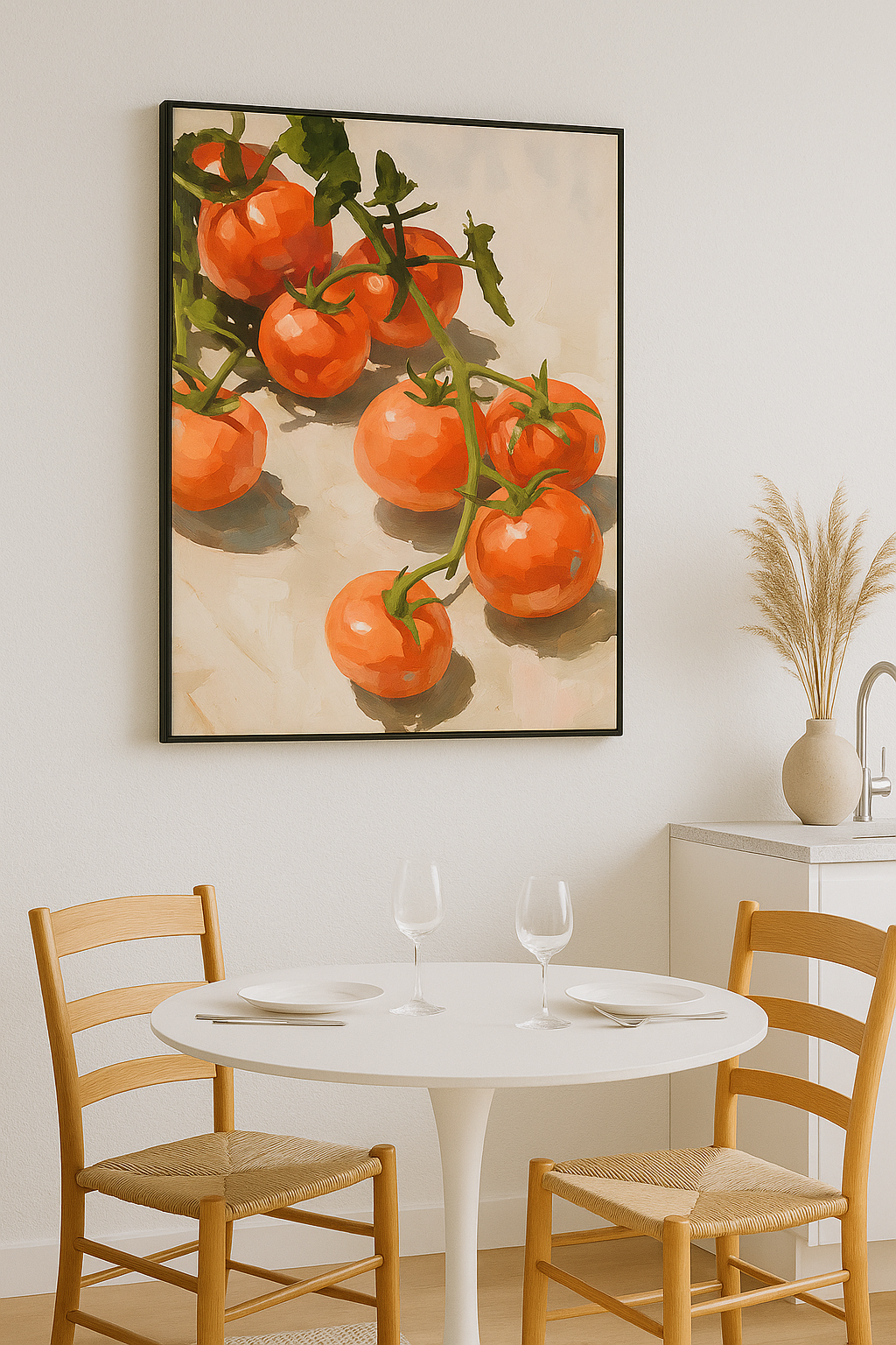 Tomaten in Zacht Licht – Olieverfachtige Illustratie