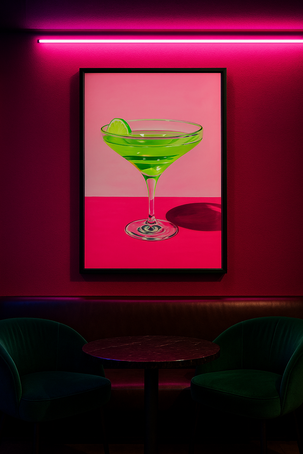 Groene Cocktail met Limoen – Minimalistische Kunstprint