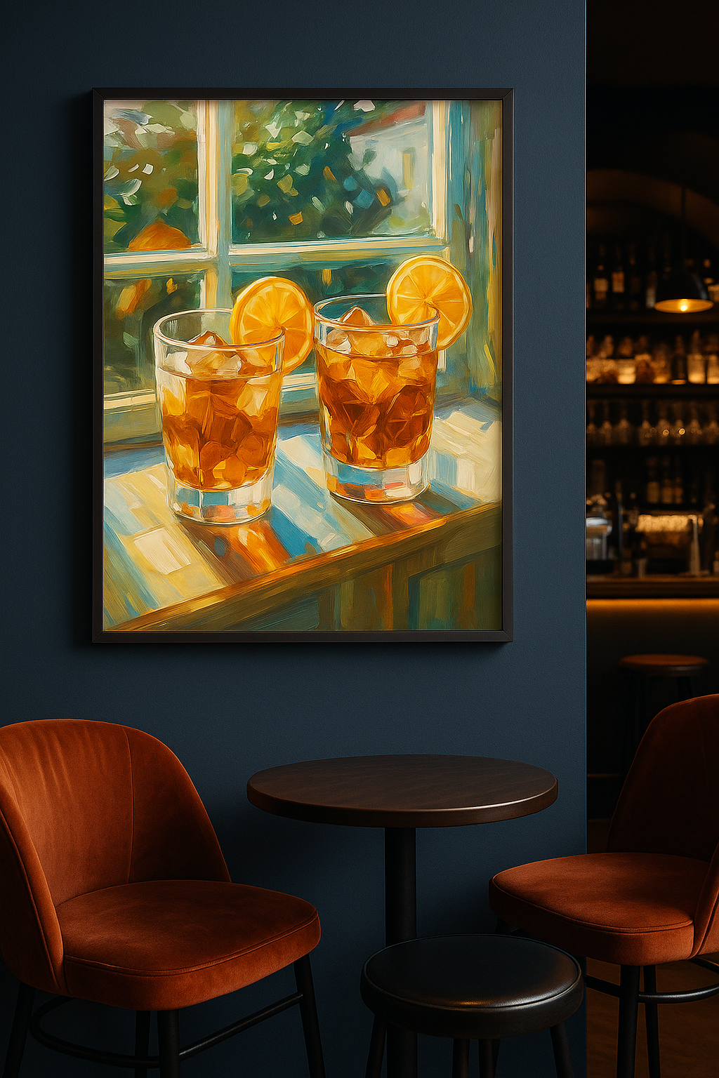 Zomerdrankjes bij het Raam – Warme Olieverfstijl